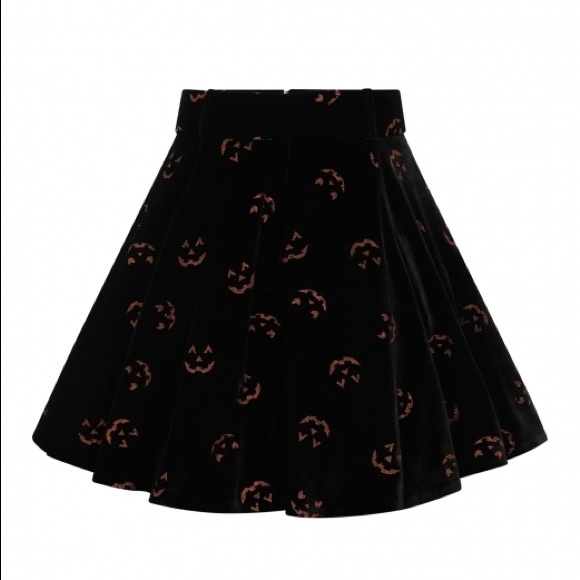 Collectif Adore Pumpkin Glitter Skater Skirt - Picture 2 of 2